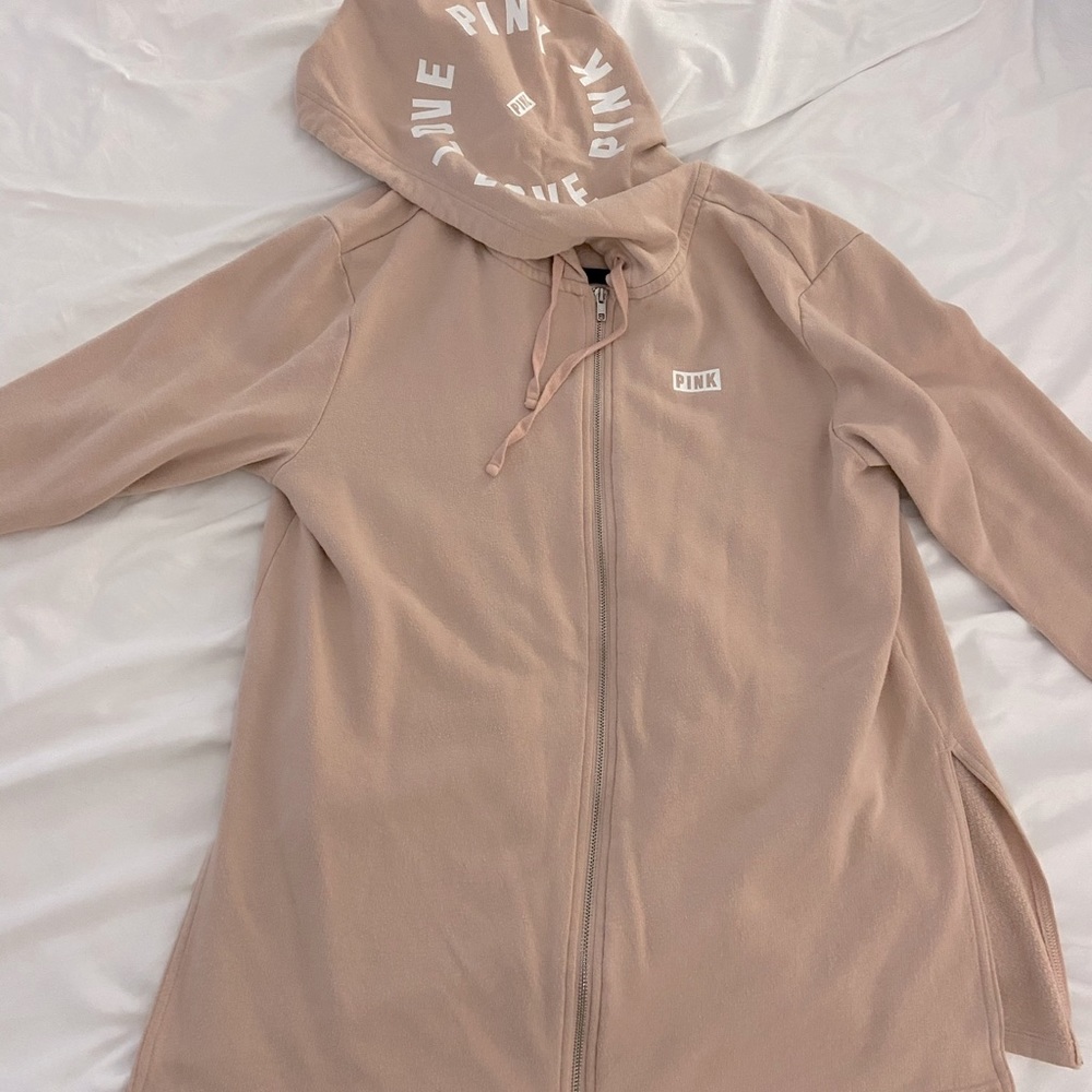 Dusty rose tunic length PINK full zip